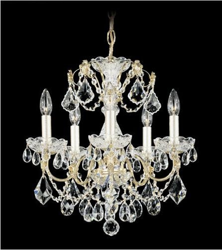 Gold Five-Light Clear Heritage Handcut 17W X Chandelier