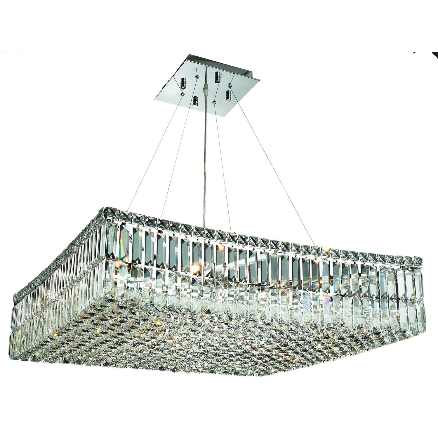 Chrome Twelve-Light 28-Inch Pendant with Royal Cut