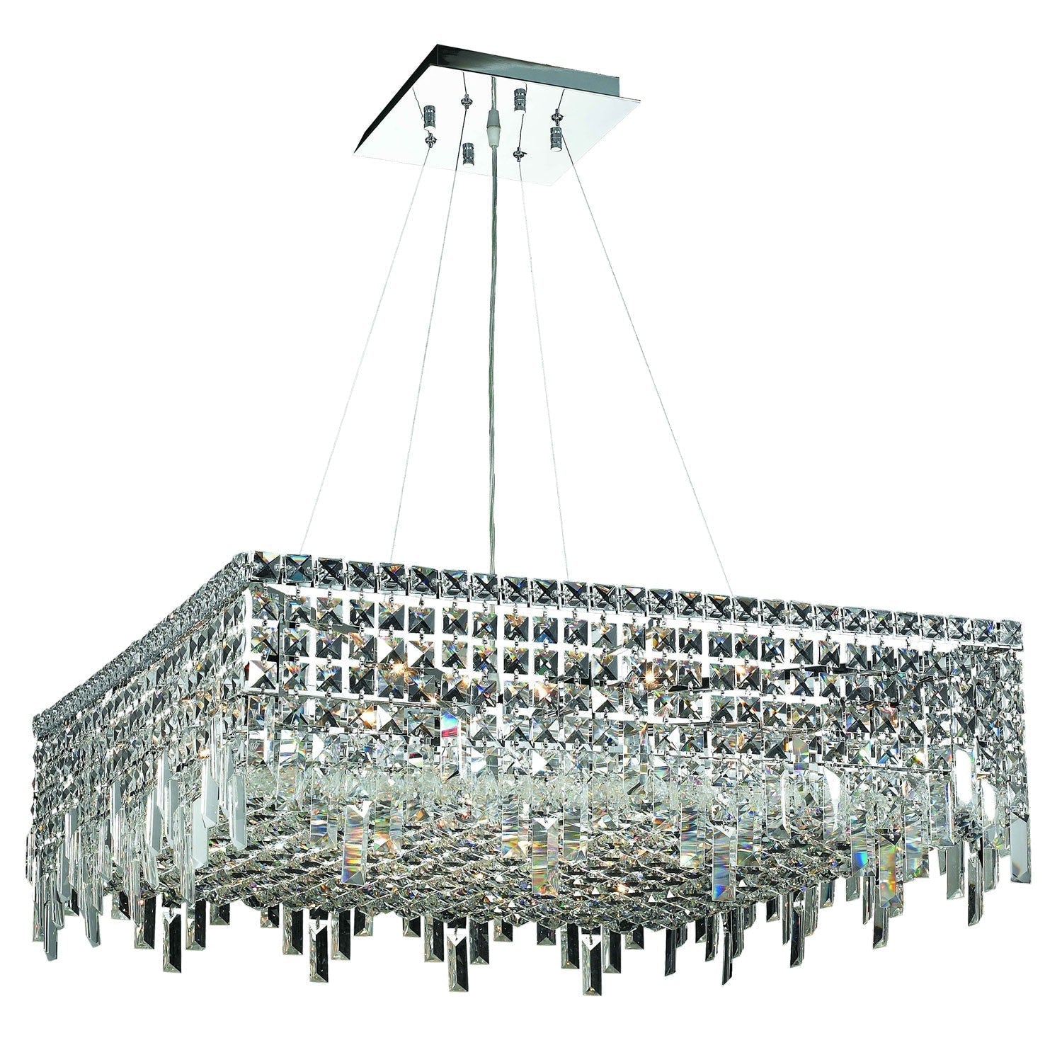 Chrome Twelve-Light 28-Inch Pendant with Royal Cut
