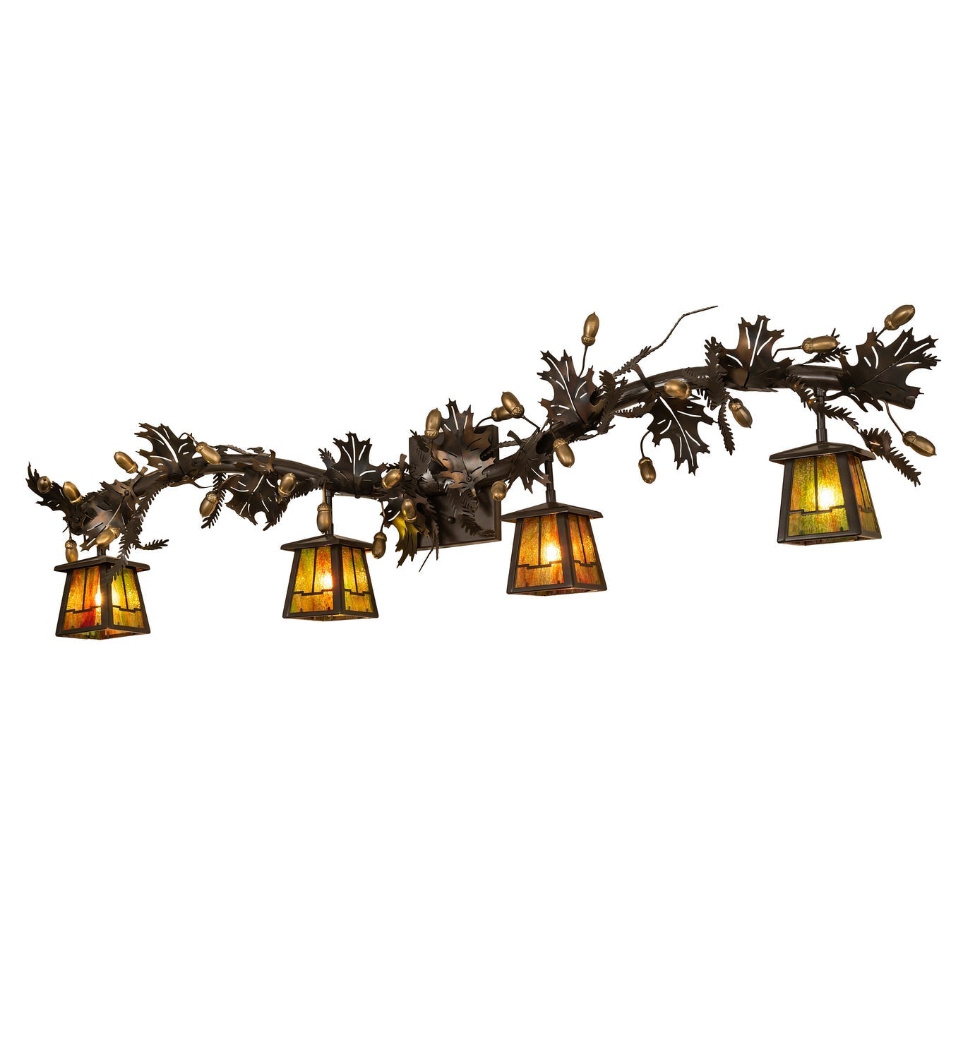 Oak Leaf Valley View 52 Inch 4-Light 13.00" Timeless Bronze, Dark Burnished Antique Copper And Gold Metallic Wall Sconce front view