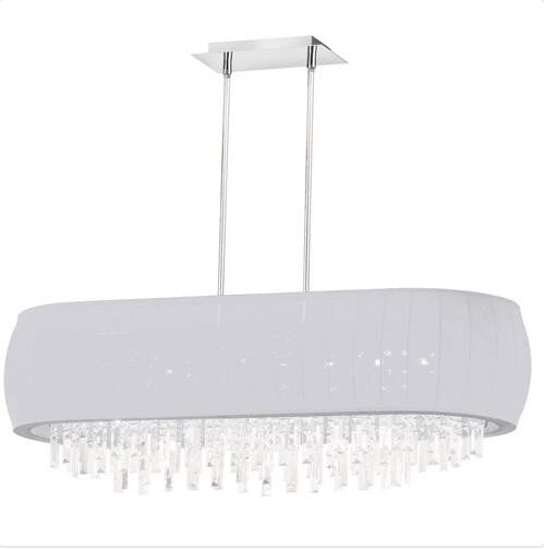 Chrome 14-Inch Eight-Light Chandelier with White Lycra