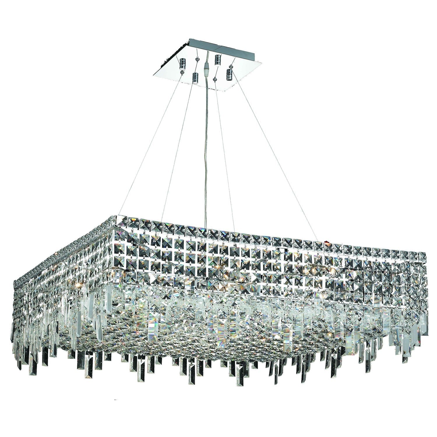 Chrome Twelve-Light 32-Inch Pendant with Royal Cut