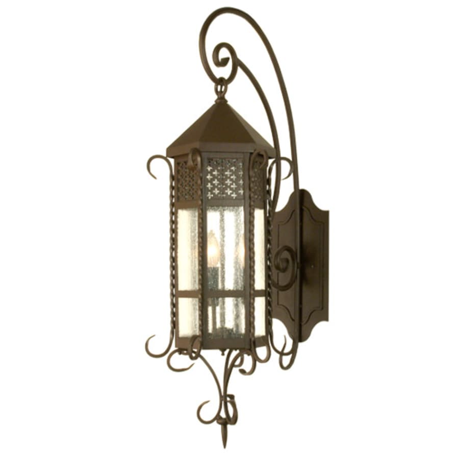 12" Wide 3-Light Lantern Wall Sconce with Seedy Glass