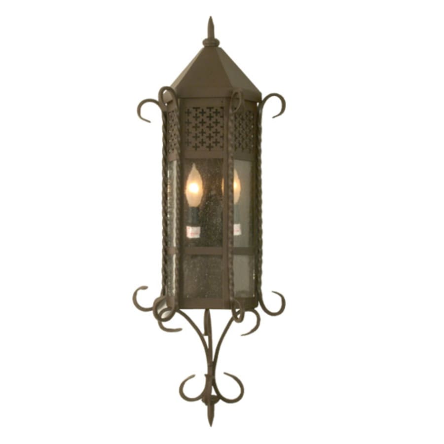 11" Wide 2-Light Lantern Wall Sconce with Seedy Glass