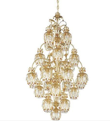 Gold 25-Light Topaz Vintage Crystal Chandelier