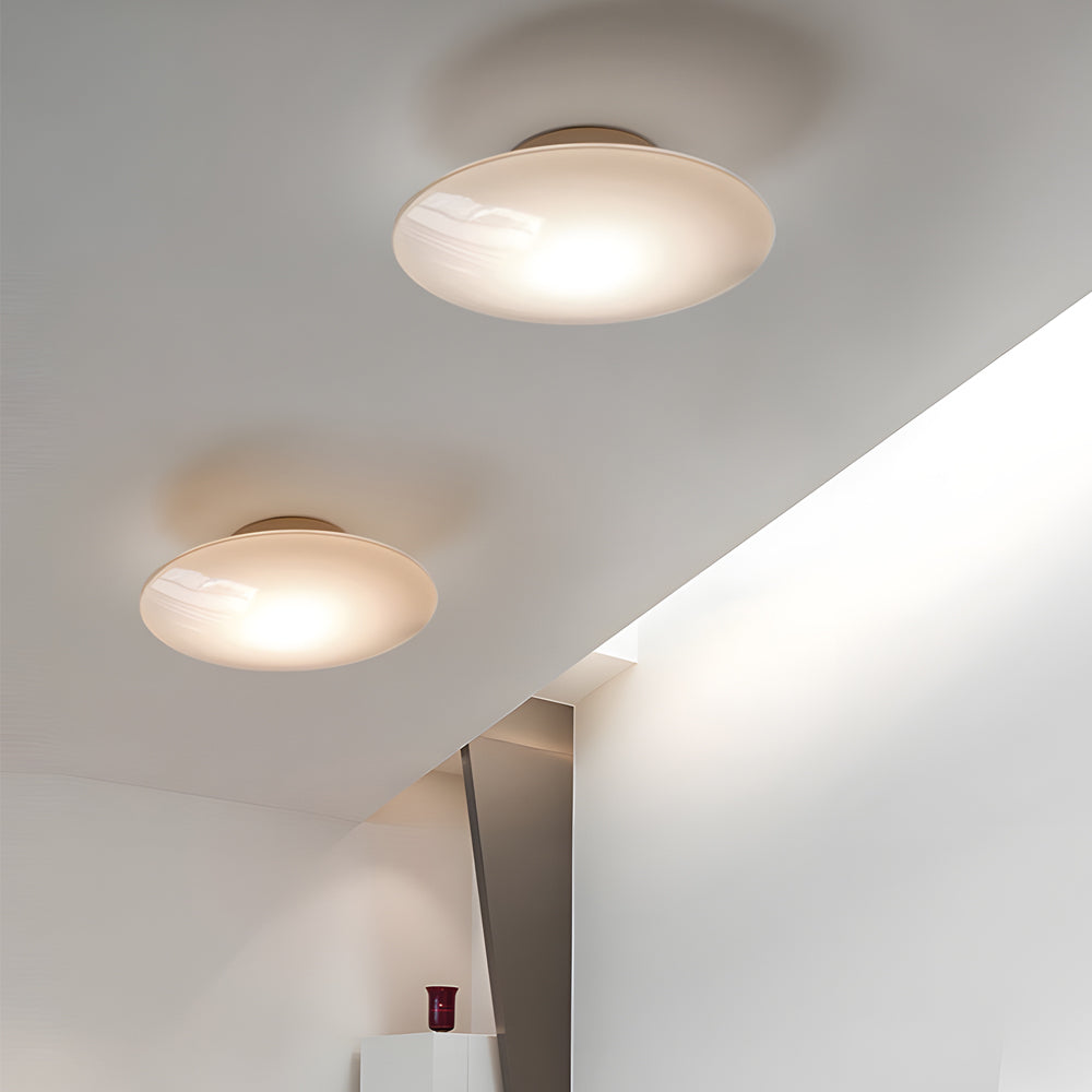 White Glass LED Flush Mount Ceiling Lamp for Bedroom