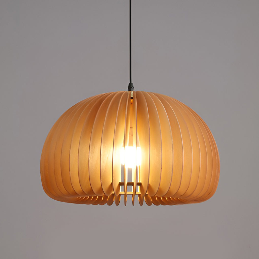 Wood Pumpkin-Shaped Retro Nordic Chandelier