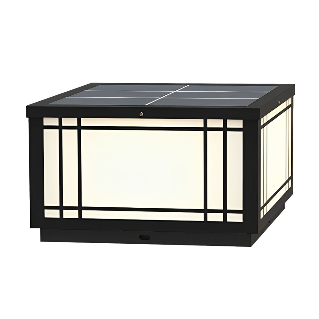 Stainless Steel Retro Grilles Waterproof LED 3 Step Dimming Solar Fence, lighting fixture, detail angle 12, Tianguang Select