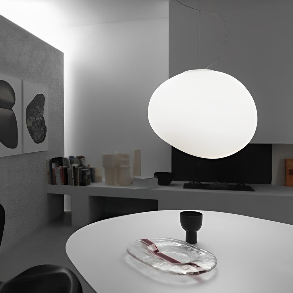 Glass Round Ball LED White Chandelier