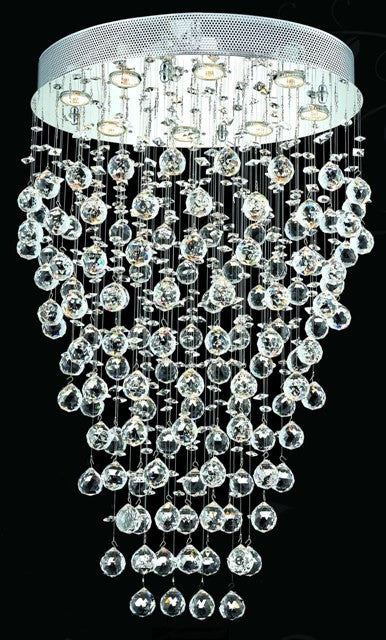 Eight-Light Galactic Crystal Chandelier Chrome Plated