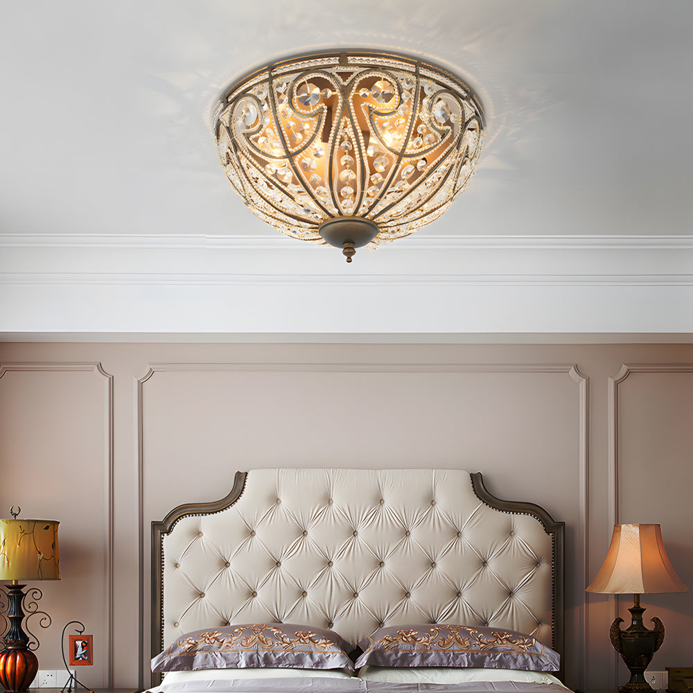 Crystal Adorned Roman Ceiling Fixture Chandelier