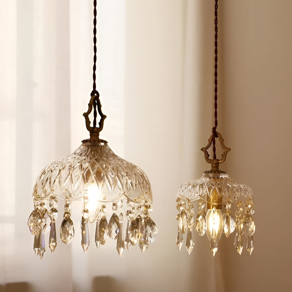 Retro Glass Crystal LED Gold Lights Chandelier