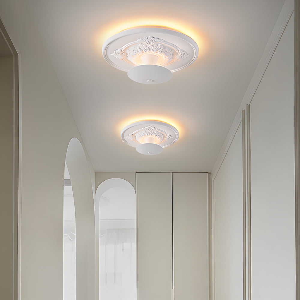 19.7-inch Round Gypsum Relief Dimmable LED Flush Mount