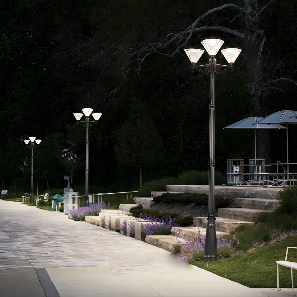 102-Inch Black Outdoor Street Light with 3-Light Post