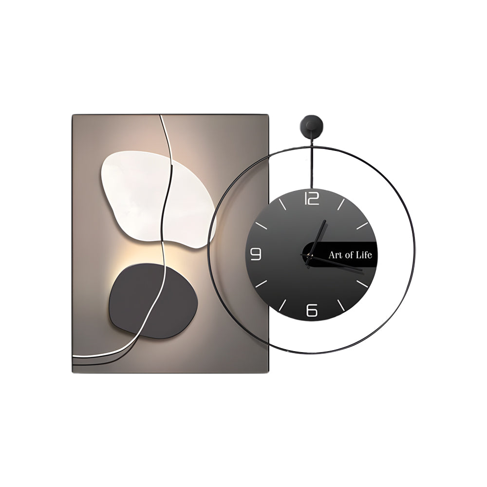 Geometric Silent Wall Clock Canvas Painting Wall Sconce