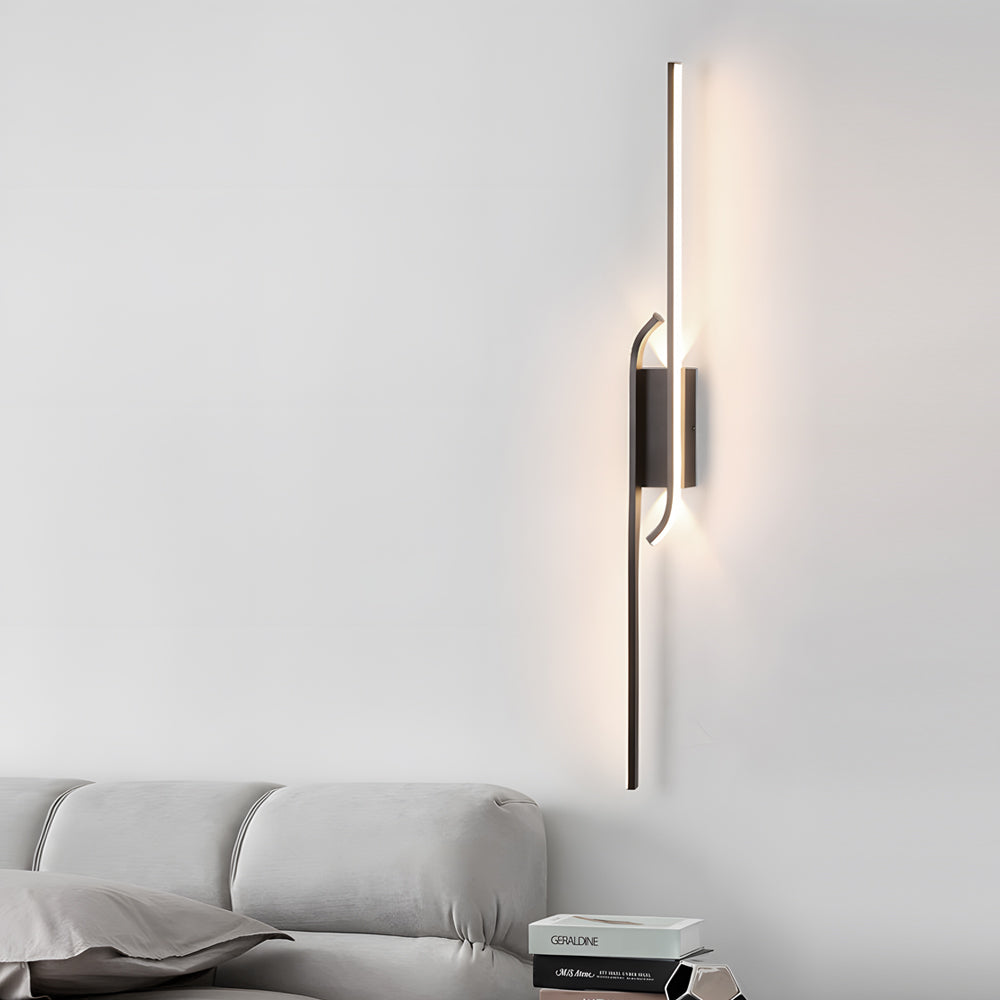 Clean-Lined Long Strip Aluminum LED Black Nordic Wall Fixtures Indoor, Hardwired Wall Sconce, detail 3
