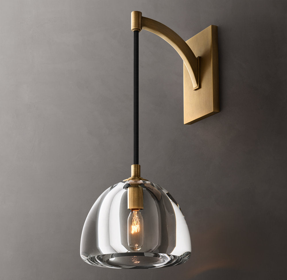 Hemisphere Wall Light, Bathroom Wall Sconce, Dimensions Sconce: 7"