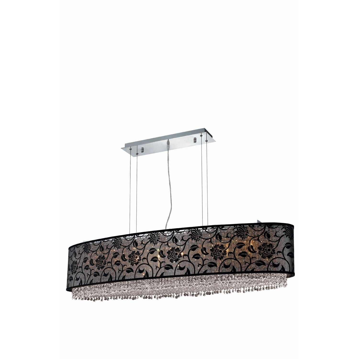 Moda Chrome Eight-Light Black Shade Pendant