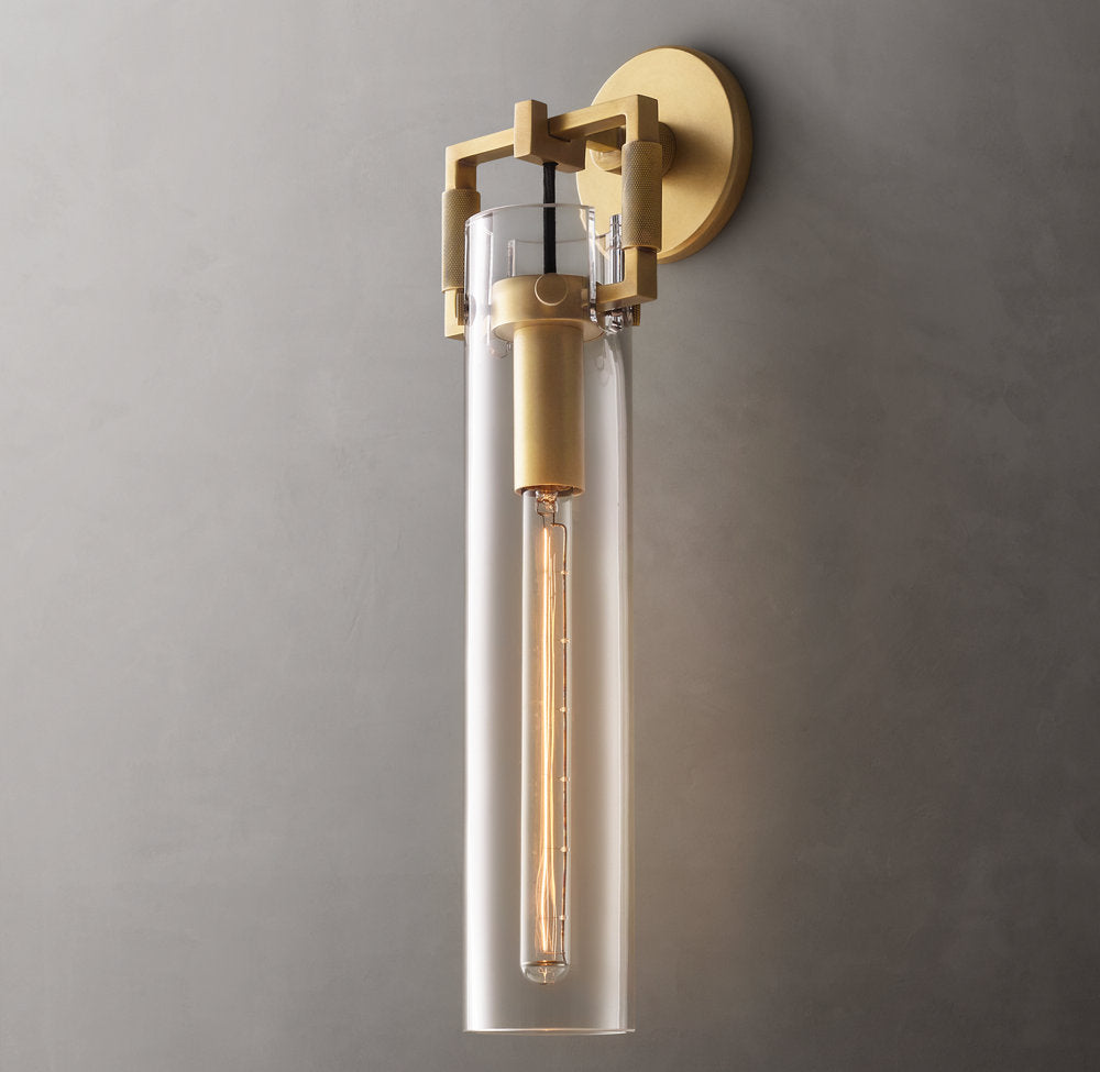 Machinist Glass Cylinder Wall Light 16", Bathroom Wall Sconce, detail 4