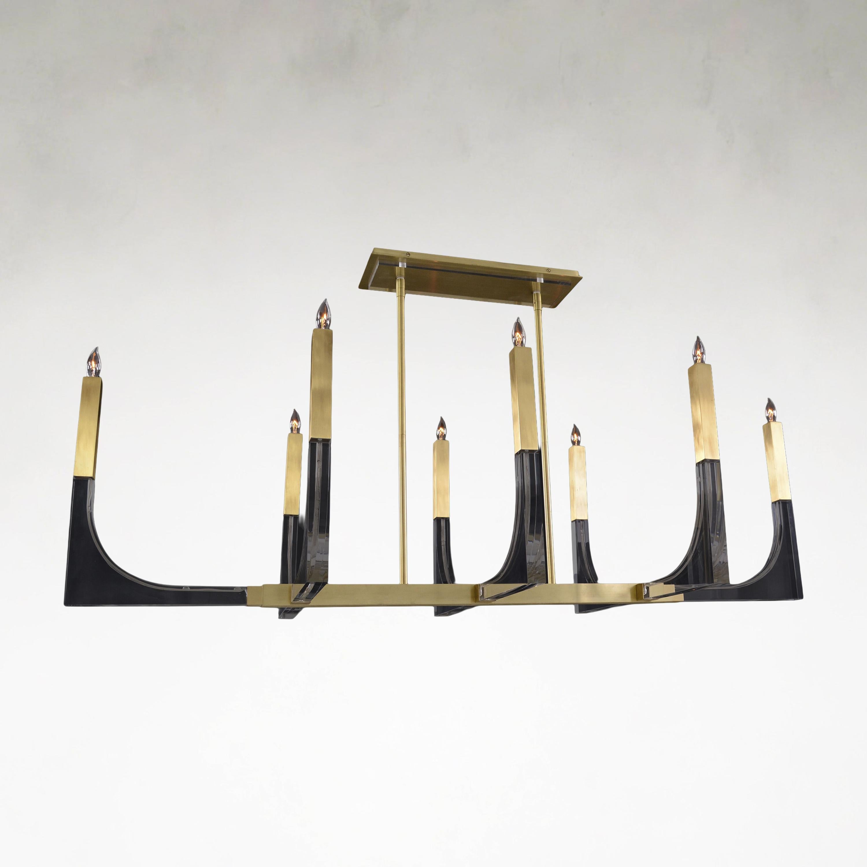 Genesis 8 Frosted Acrylic & Antique Brass Chandelier Ceiling Fi x ture