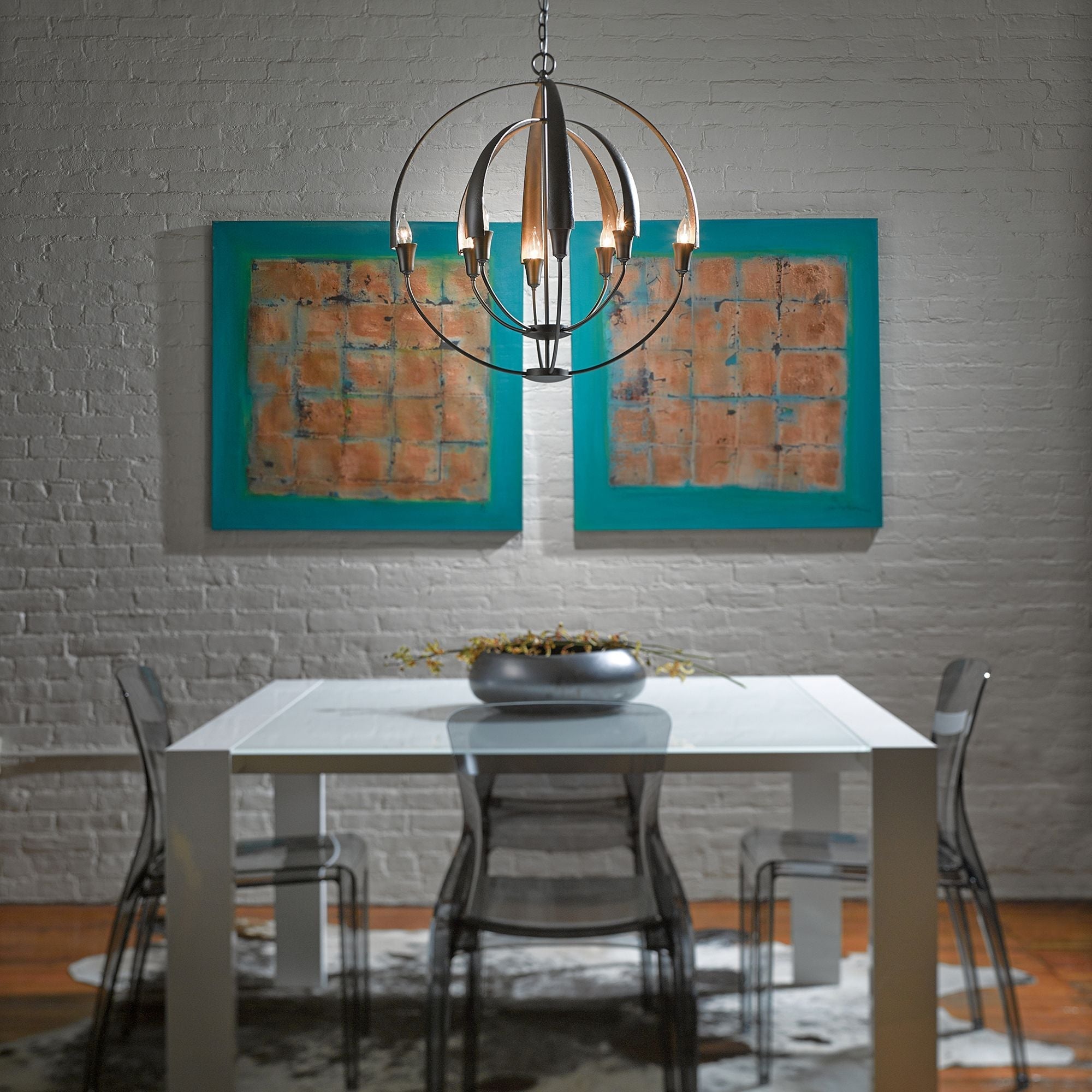 Double Cirque Dark Smoke Chandelier