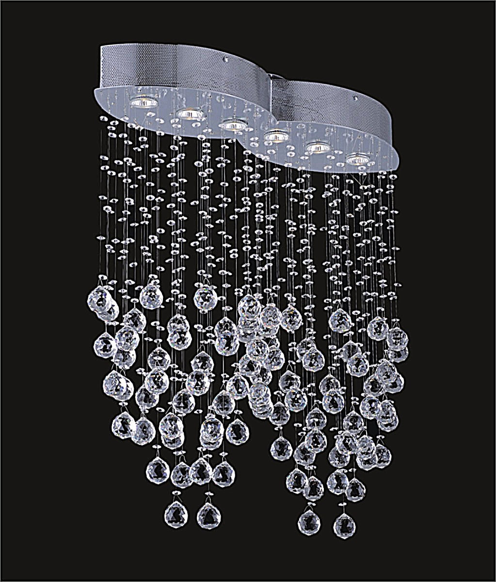 6 Lights Contemporary Crystal Chandelier Chrome Plated