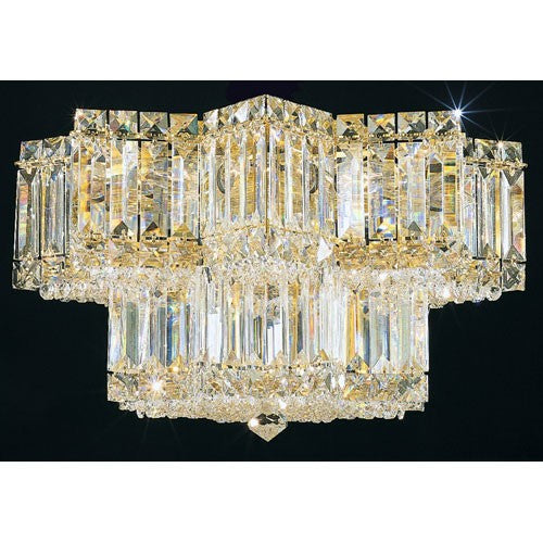 Gold Nine-Light Clear Gemcut Flush Mount Light