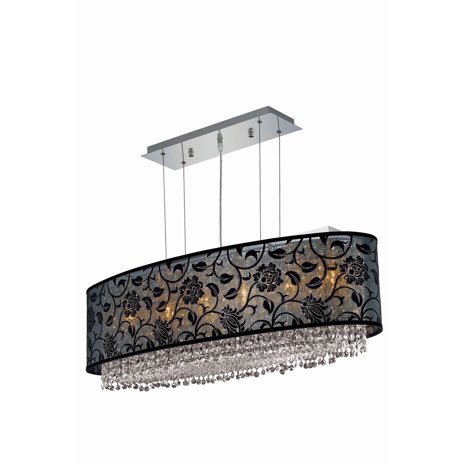 Moda Chrome Five-Light Black Shade Pendant with Golden