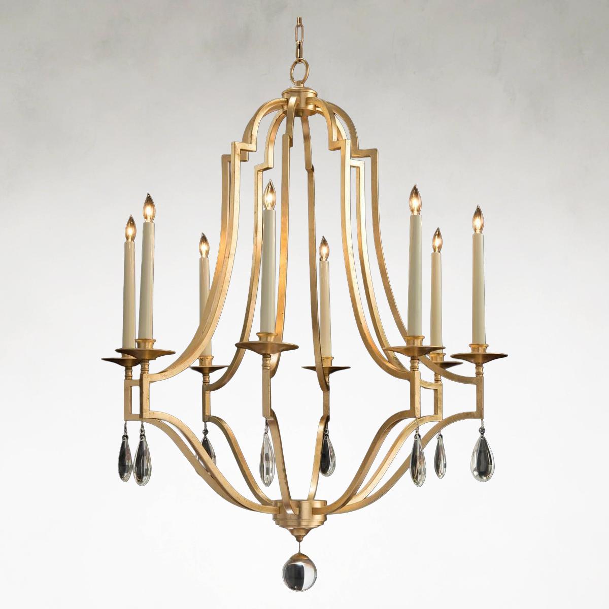 Leaha Eight-Light 37.5 Inch Gold Leaf Chandelier Ceiling Fi x ture