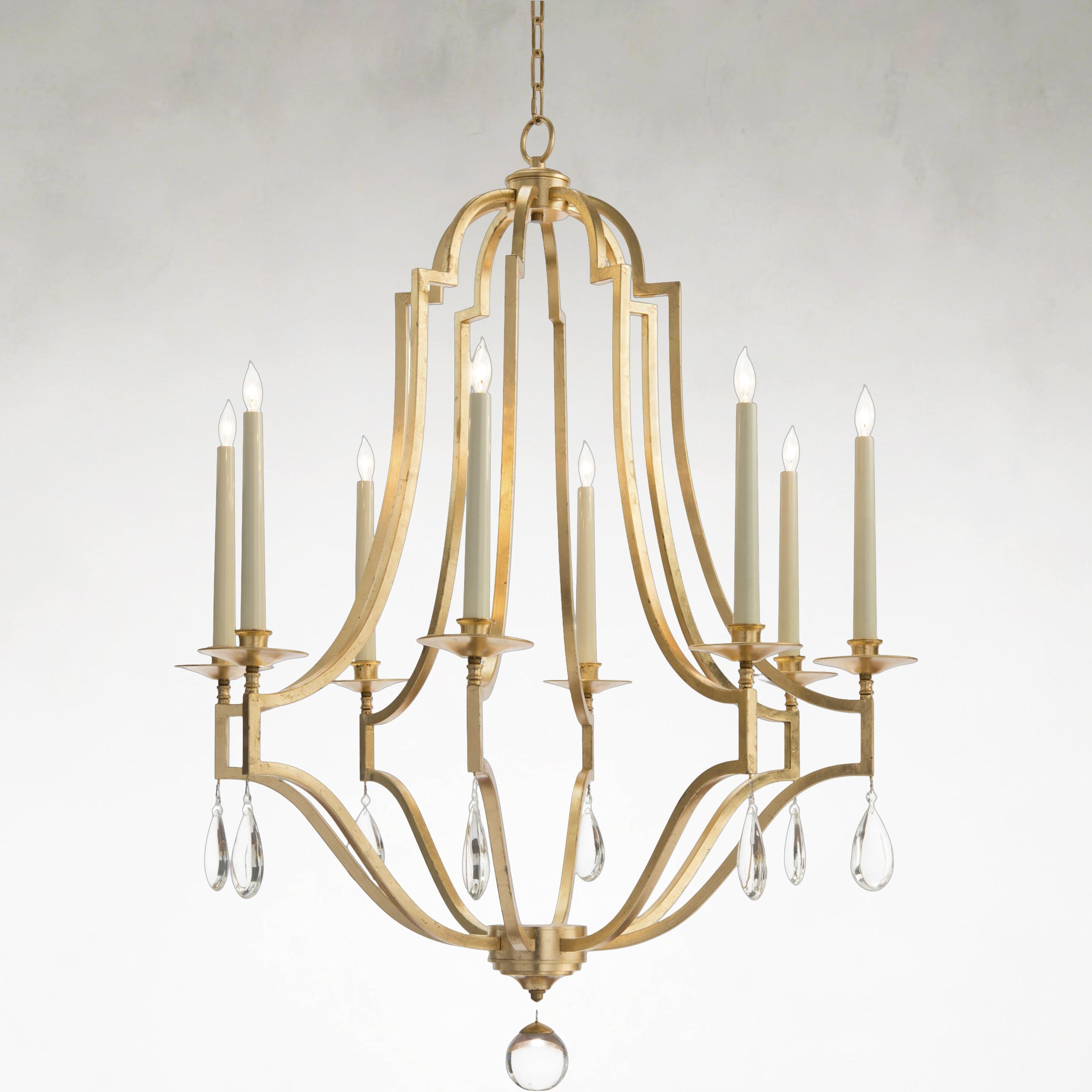Leaha Eight-Light 37.5 Inch Gold Leaf Chandelier Ceiling Fi x ture