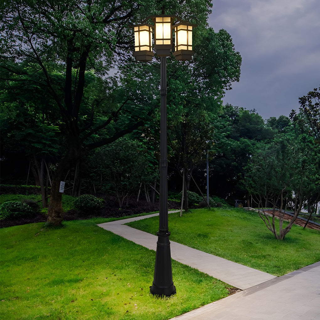 3 Lights Waterproof Black Contemporary Exterior Post Lights Public, outdoor light, main view, Tianguang Select