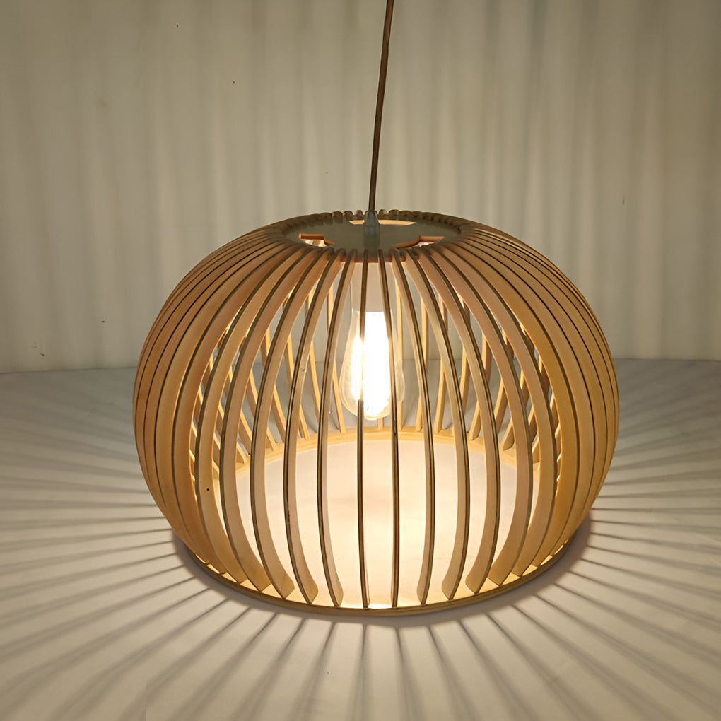 Semi-circle Wood Lantern Shaped Nordic Chandelier