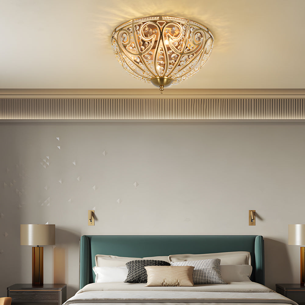 Crystal Adorned Roman Ceiling Fixture Chandelier