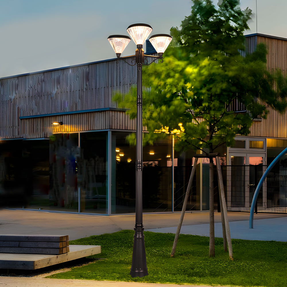 102-Inch Black Outdoor Street Light with 3-Light Post