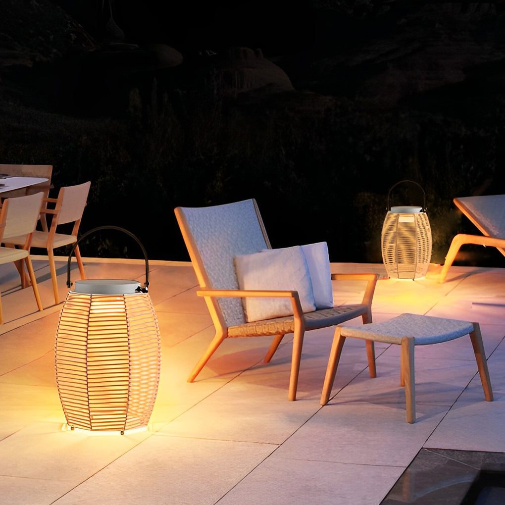 Portable Rattan LED Waterproof Solar Powered Floor Lamp