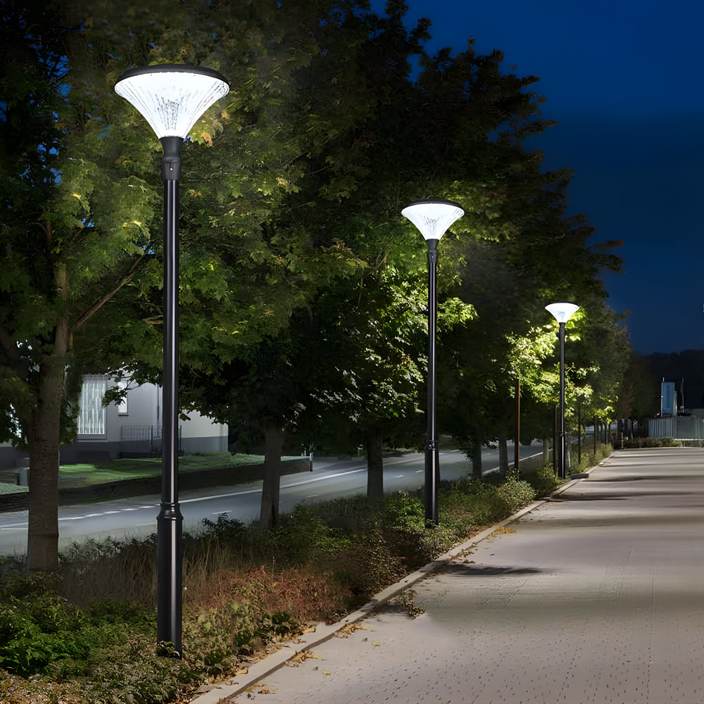 1-Light Black Outdoor LED Solar Lamp Post and Pole
