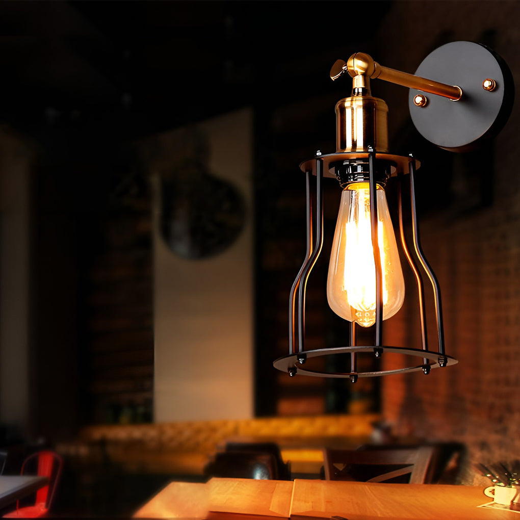 Adjustable Retro Iron E26 Waterproof Industrial Plug-In Wall Light, Plug-In Wall Sconce, detail 3