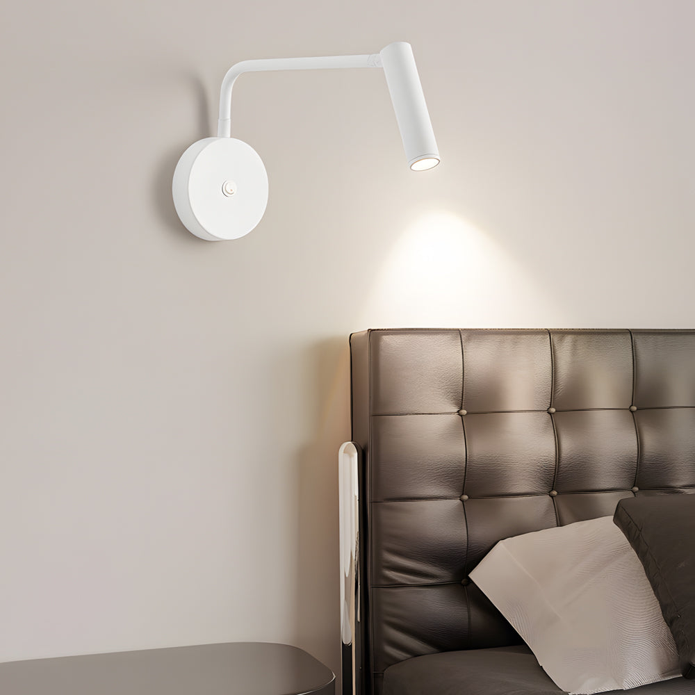 Black/White Tube LED Pivot Arm Wall Light, detail angle 3, Tianguang Select