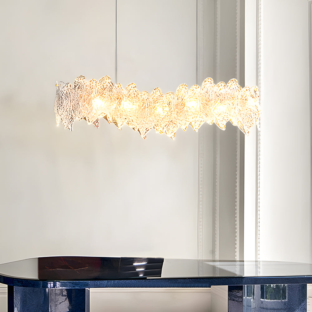 Handmade Leaf Glass Round 3 Step Dimming Chandelier