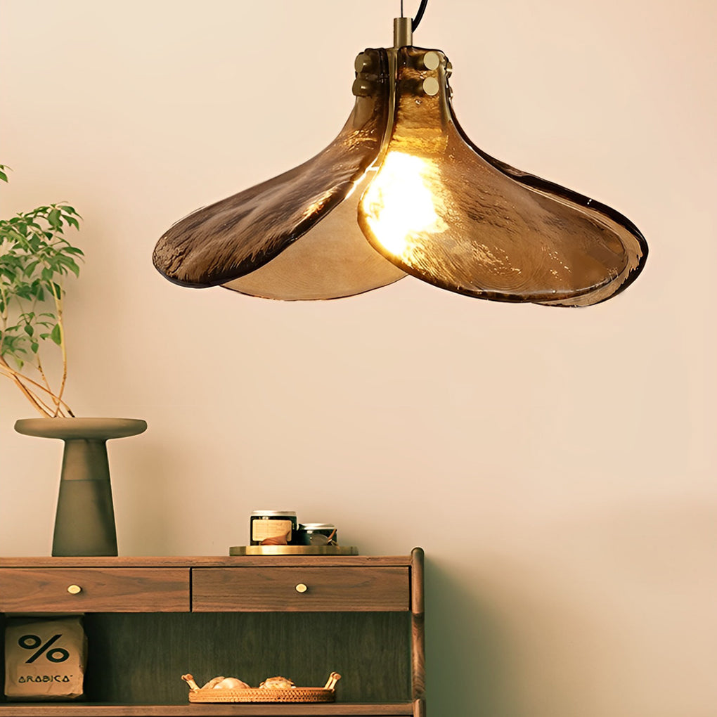 Four-leaf Flower Design Glass Copper Brown Chandelier