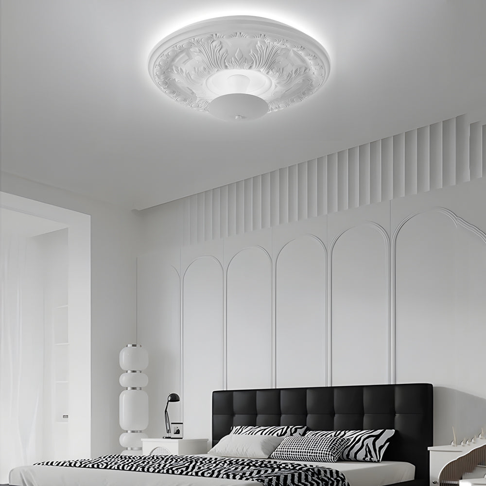19.7-inch Round Gypsum Relief Dimmable LED Flush Mount