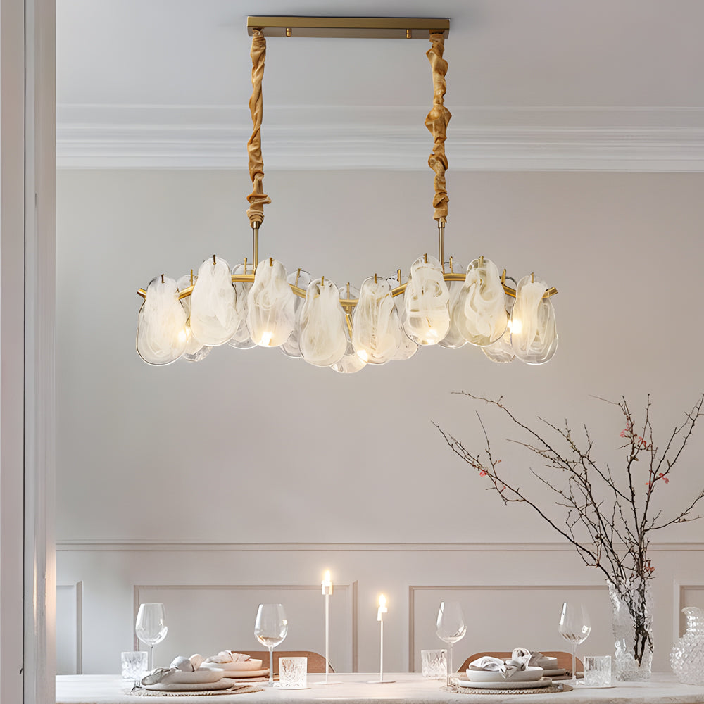 Round Long Wave Glass Clouds 3 Step Dimming Chandelier