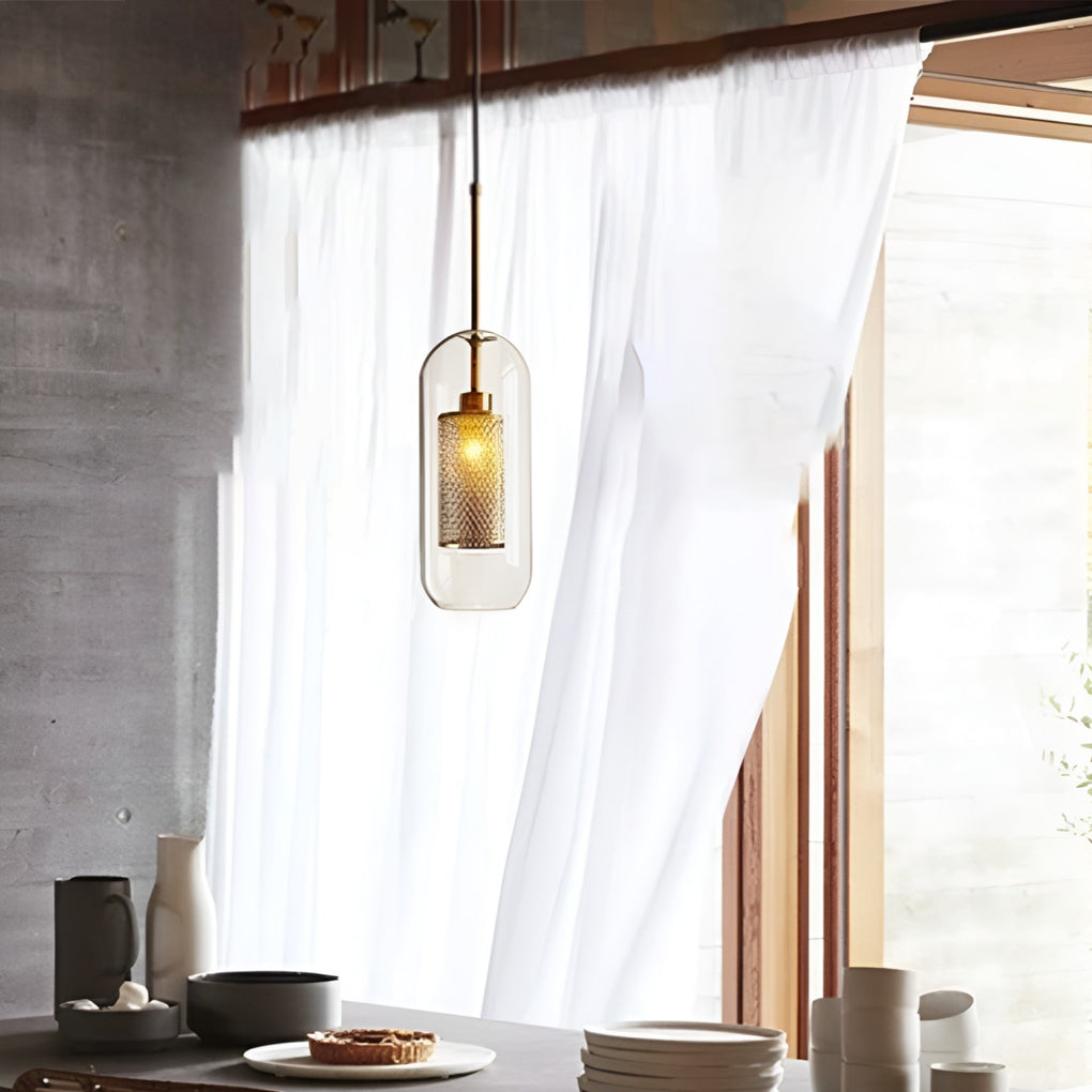 Minimalist Round Glass LED Industrial Light Chandelier