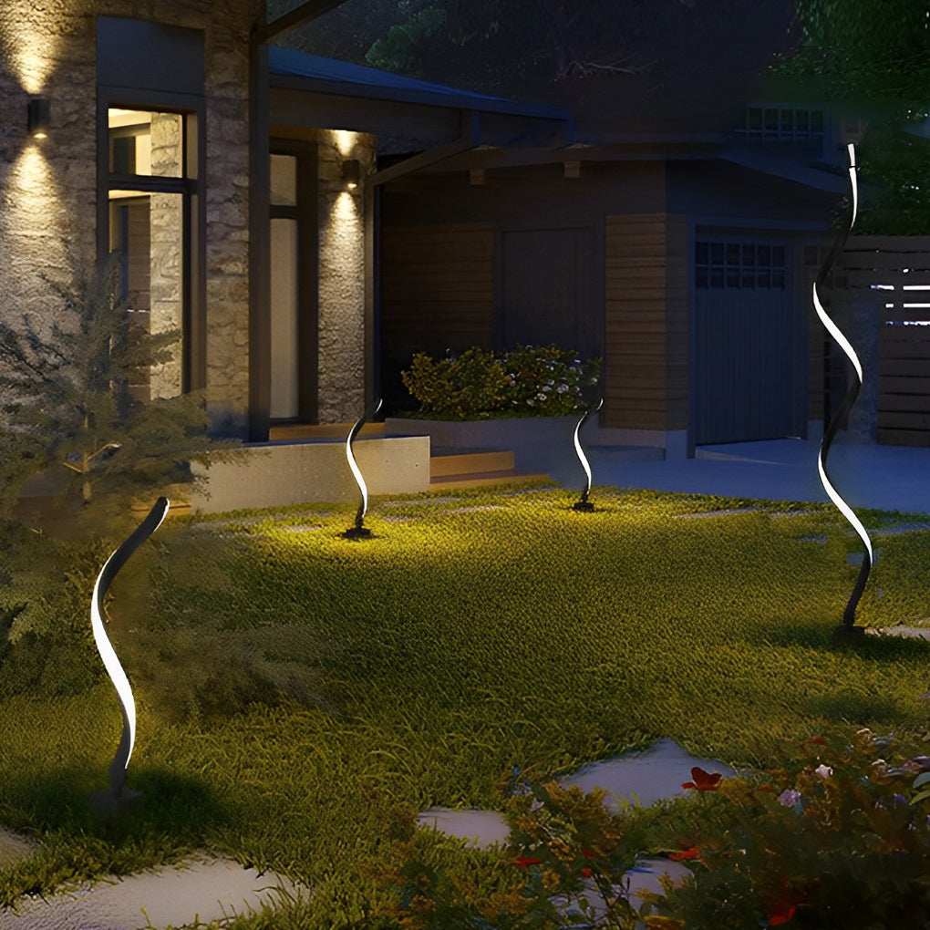 Creative Twisted Seaweed Shaped Waterproof LED Contemporary Solar Lawn, lighting fixture, detail angle 6, Tianguang Select
