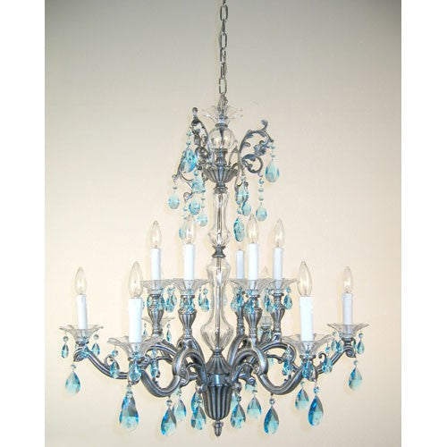 Millenium Silver Twelve-Light Chandelier with Sapphire