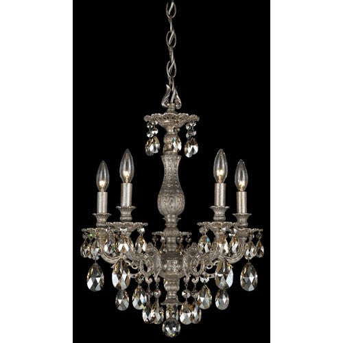 Pewter Five-Light Golden Shadow Swarovski Chandelier