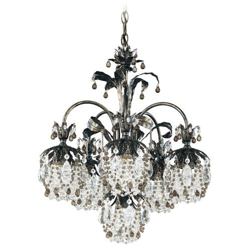 Six-Light Smoke Vintage Crystal Chandelier
