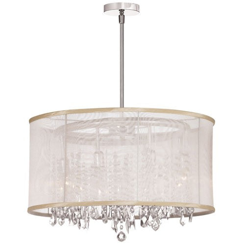 Polished Chrome Eight-Light Crystal Pendant with Oyster