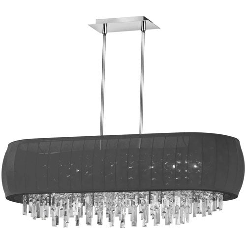 Eight-Light Oval Crystal Pendant with Black Lycra Shade