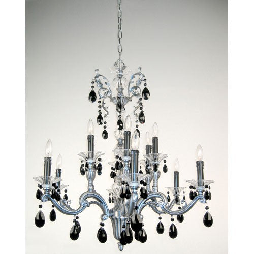 Millenium Silver Twelve-Light Chandelier with Black